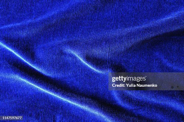 close up gray crumpled linen background, linen fabric - blue velvet ストックフォトと画像