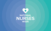 National Nurses Week. Celebrated annual in May in United States. In honor of the doctors. Medical concept. Care and health. Poster, card, banner and background. Vector illustration
