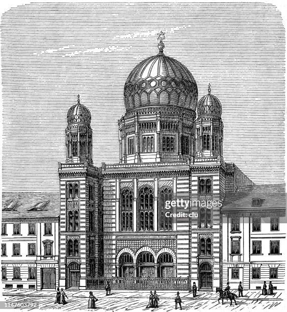 new synagogue in berlin - synagogue exterior stock illustrations