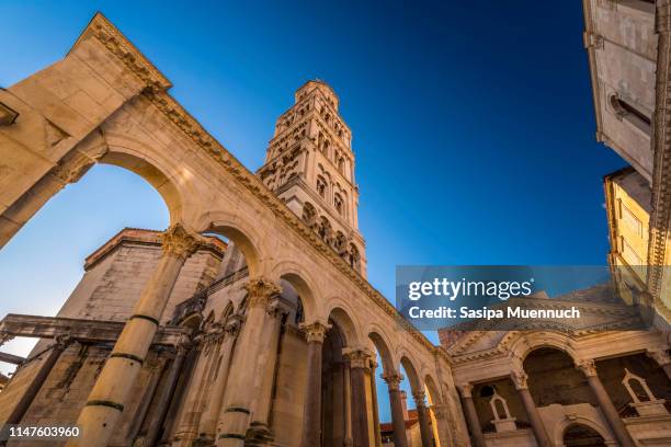 the bell tower of st. domnius - kroatien stock-fotos und bilder