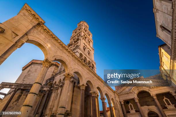 the bell tower of st. domnius - croatia stock pictures, royalty-free photos & images