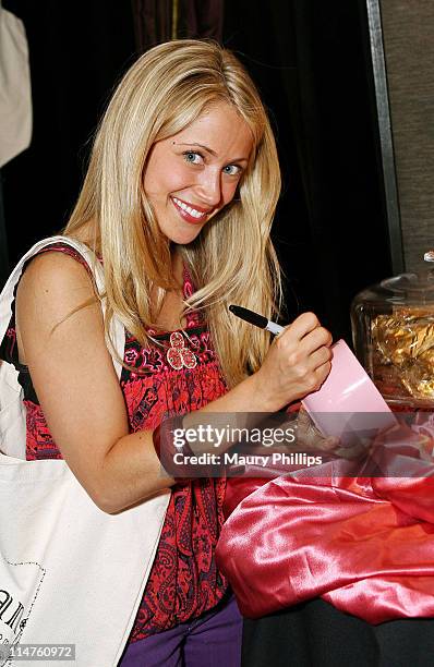 Actress Marcy Rylan poses in the Daytime Emmy official gift lounge produced by On 3 Productions held at the Kodak Theatre on June 19, 2008 in...