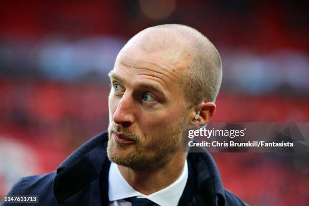 Brede Hangeland looks on before the UEFA Champions League Semi Final second leg match between Liverpool and Barcelona at Anfield on May 07, 2019 in...