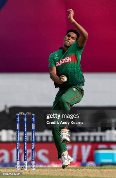 Mohammad Saifuddin of Bangladesh in delivery stride during the Group Stage match of the ICC Cricket World Cup 2019 between South Africa and...