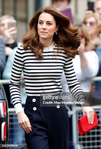 Catherine, Duchess of Cambridge attends the launch the King's Cup Regatta at the Cutty Sark, Greenwich on May 7, 2019 in London, England. The Regatta...