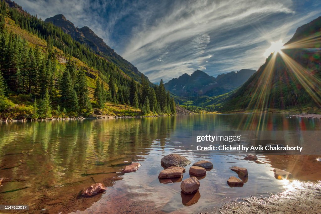 Sunset over Maroon Bells Colorado, USA