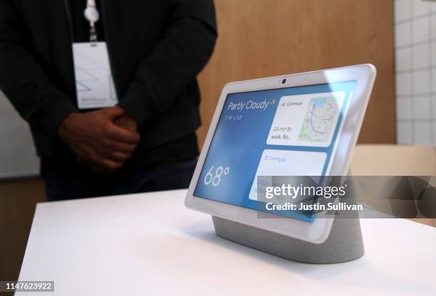 The new Nest Hub Max is displayed during the 2019 Google I/O conference at Shoreline Amphitheatre on May 07, 2019 in Mountain View, California....