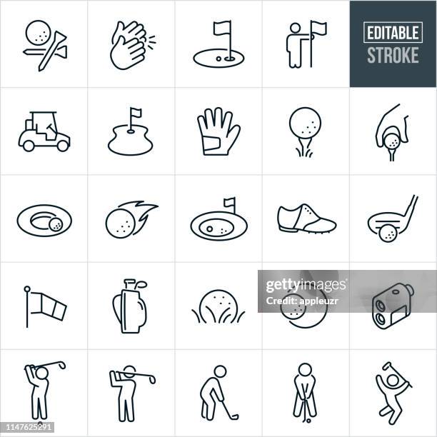 golf thin line icons - editable stroke - american golf stock illustrations