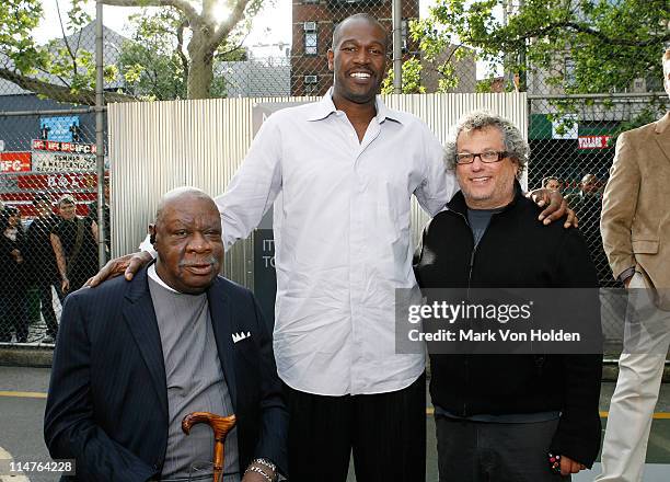 Basketball legend Cal Ramsey, Head Coach New York Knicks, Herb Williams, and CEO of JA Apparel Corp. Marty Staff attend the fall 2009 collection...