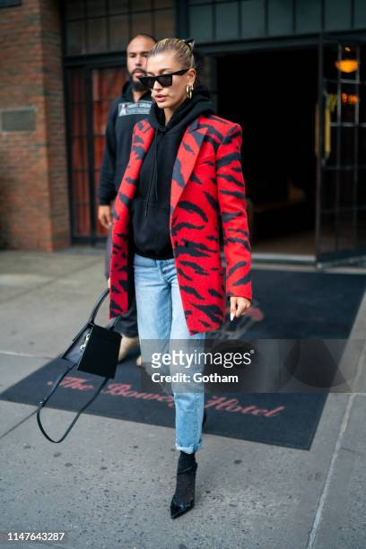 Hailey Rhode Bieber is seen in the East Village on May 07, 2019 in New York City.