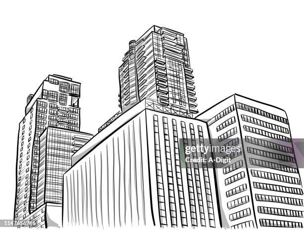 sky scrapers - skyscraper windows stock illustrations