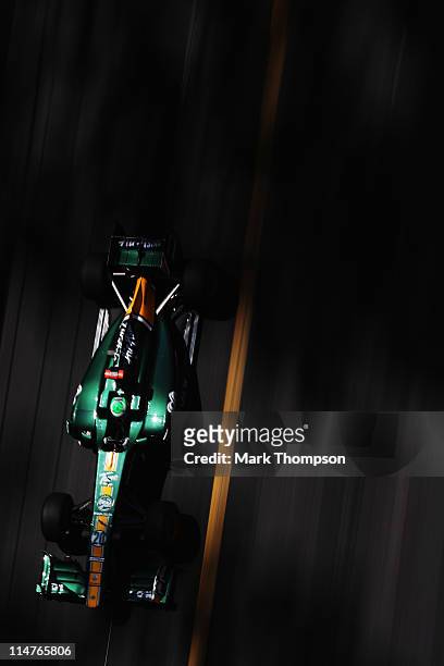 Heikki Kovalainen of Finland and Team Lotus drives during practice for the Monaco Formula One Grand Prix at the Monte Carlo Circuit on May 26, 2011...