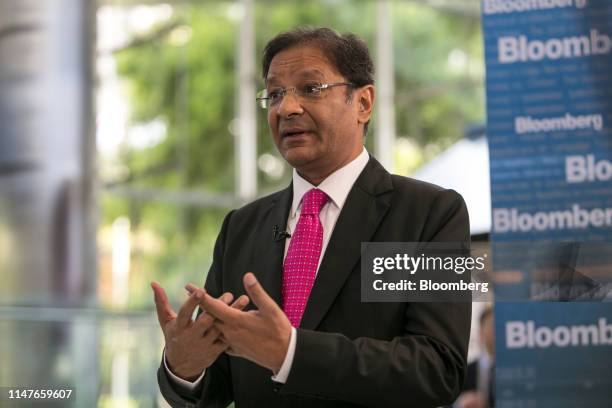 Ajay Singh, chairman and co-founder of Spicejet Ltd., speaks during a Bloomberg Television interview on the sidelines of the International Air...