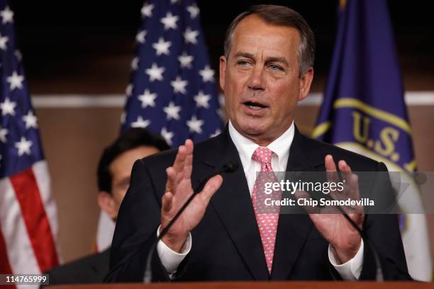 Speaker of the House John Boehner holds a news conference to announce the Republican's "pro-growth job creation agenda" at the U.S. Capitol May 26,...