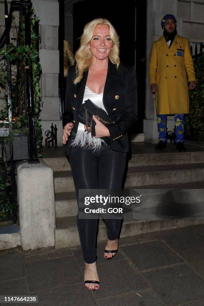 Baroness Mone OBE aka Michelle Mone seen leaving Annabels private club in Mayfair on May 07, 2019 in London, England.