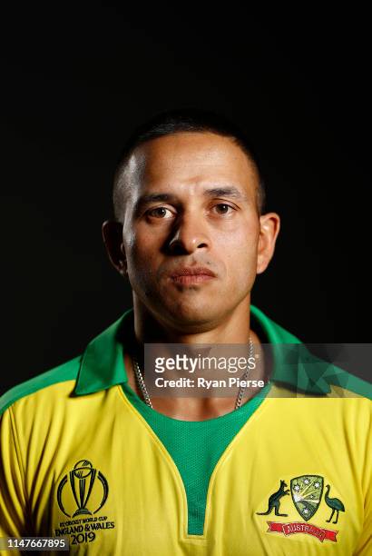 Usman Khawaja of Australia poses during an Australia ICC One Day World Cup Portrait Session on May 07, 2019 in Brisbane, Australia.
