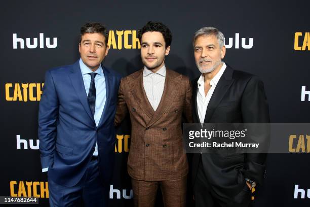 Kyle Chandler, Christopher Abbott and George Clooney attend the premiere of Hulu's "Catch-22" on May 07, 2019 in Hollywood, California.