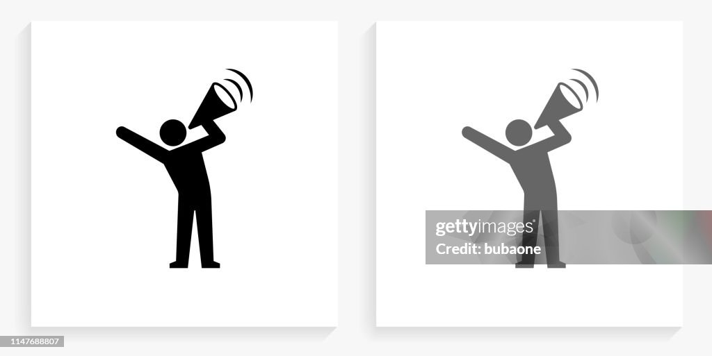 Megaphone Protest Black and White Square Icon