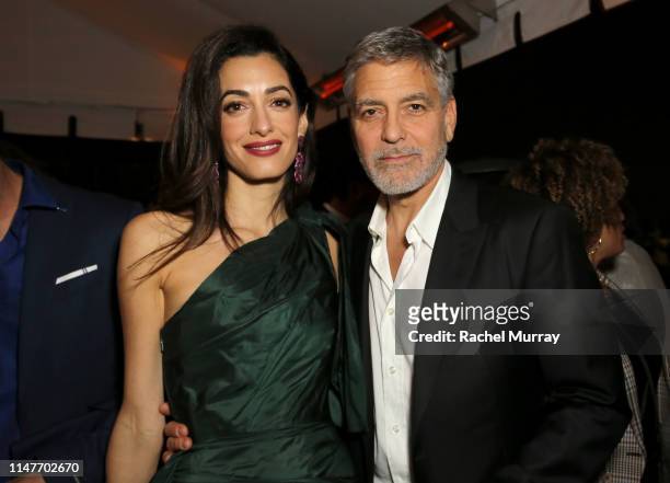 Amal Clooney and George Clooney attends the premiere of Hulu's "Catch-22" on May 07, 2019 in Hollywood, California.