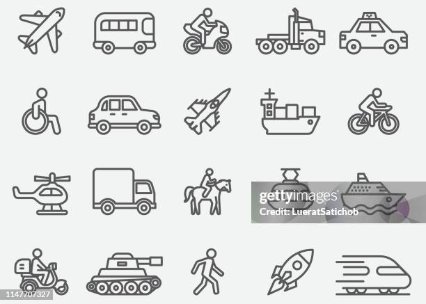 stockillustraties, clipart, cartoons en iconen met transport line iconen - rolstoel