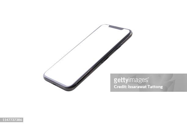 new phone front isolated on white background - smart phone white background stock-fotos und bilder