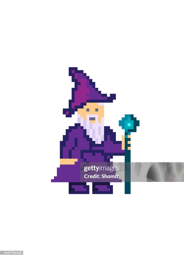 Pixel art old wizard
