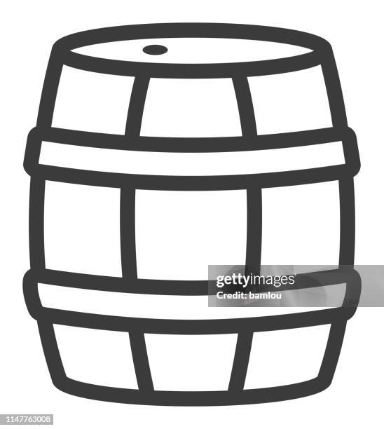 icon wine barrel outline grey basic - cellar stock illustrations