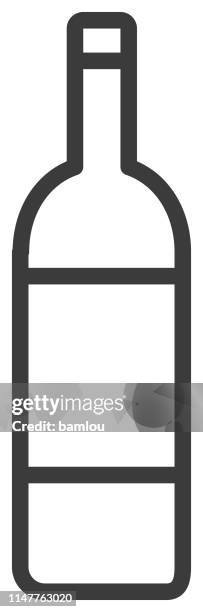 icon wine bottle outline grey basic - cheese tasting stock illustrations