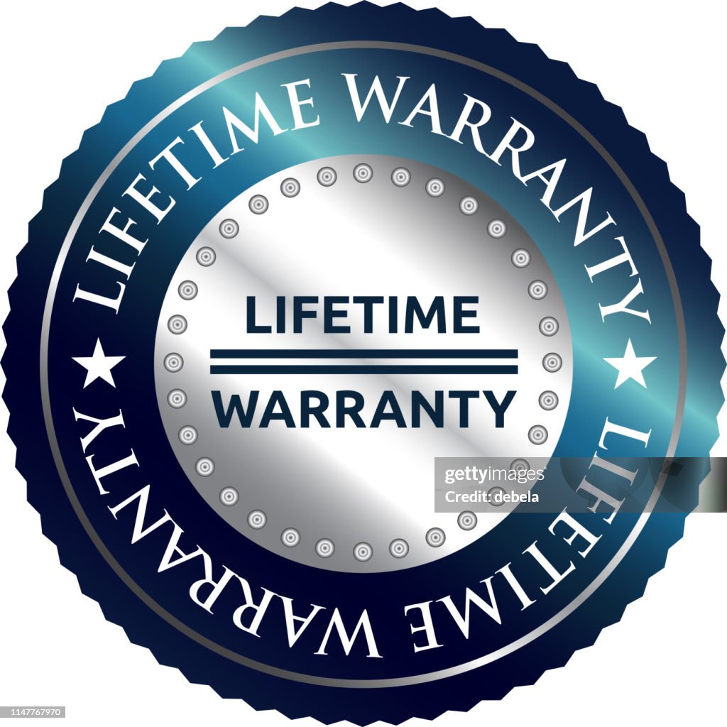 Lifetime Warranty Luxury Silver Round Label