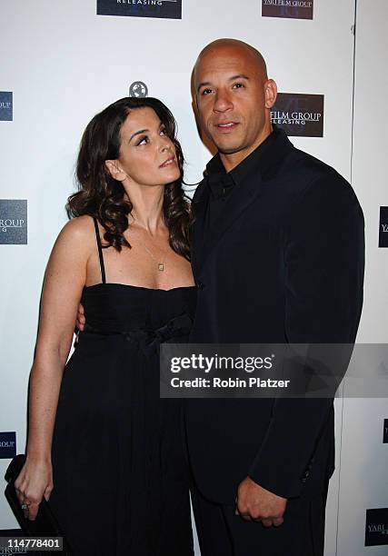 Annabella Sciorra and Vin Diesel during "Find Me Guilty" New York Premiere - Inside Arrivals at Sony Lincoln Square in New York City, New York,...