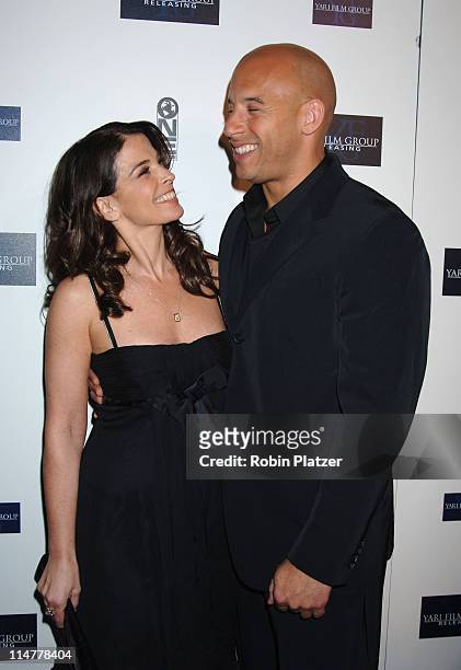 Annabella Sciorra and Vin Diesel during "Find Me Guilty" New York Premiere - Inside Arrivals at Sony Lincoln Square in New York City, New York,...