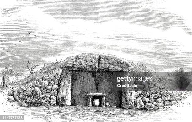 tomb of a giant - paleolithic stock illustrations