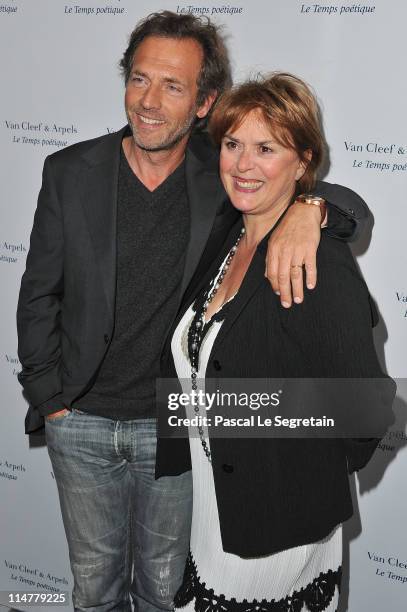 Stephane Freiss and Van Cleef & Arpels President Marie Girardot-Delhom attend Van Cleef & Arpels Flagship Opening Cocktail Place Vendome on May 26,...