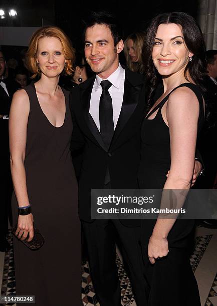 Actress Cynthia Nixon, Keith Lieberthal and actress Julianna Margulies attend the amfAR New York Gala co-sponsored by M.A.C Cosmetics at Cipriani...