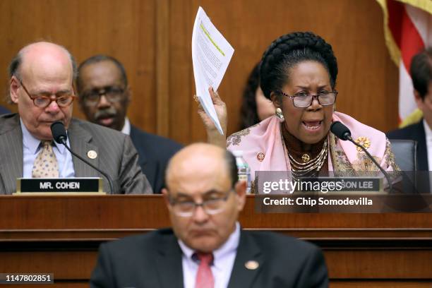 House Judiciary Committee member Rep. Shelia Jackson Lee speaks during a mark-up hearing where members may vote to hold Attorney General William Barr...