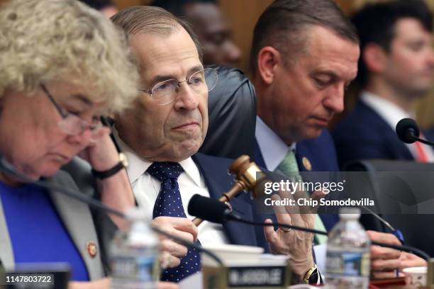 House Judiciary Committee Chairman Jerrold Nadler presides over a mark-up hearing where members may vote to hold Attorney General William Barr in...