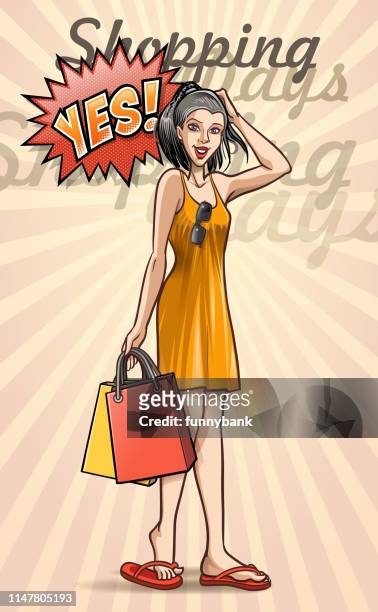 shopping time - sandals stock illustrations