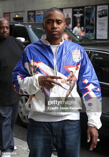 Rapper Nas visits the "Late Show with David Letterman" at the Ed Sullivan Theater August 27, 2008 in New York City.