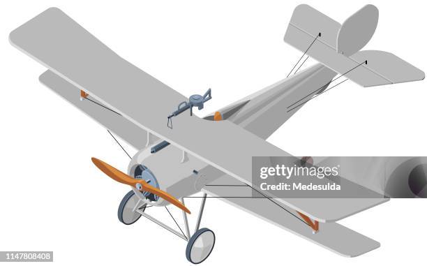 biplane isometric vector - 1930 1939 aviator stock illustrations