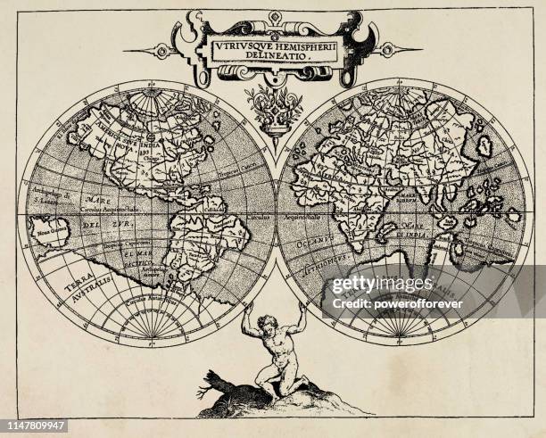 コーネリアス wytfliet の世界地図-16 世紀 - 16世紀点のイラスト素材／クリップアート素材／マンガ素材／アイコン素材