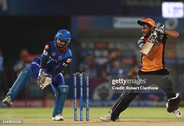 Manish Pandey of the Sunrisers Hyderabad bats during the Indian Premier League IPL Eliminator Final match between the Delhi Capitals and the...