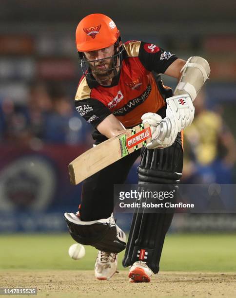 Kane Williamson of the Sunrisers Hyderabad bats during the Indian Premier League IPL Eliminator Final match between the Delhi Capitals and the...