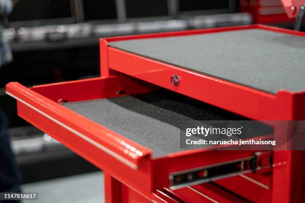 red tool cabinet. - toolbox stock pictures, royalty-free photos & images