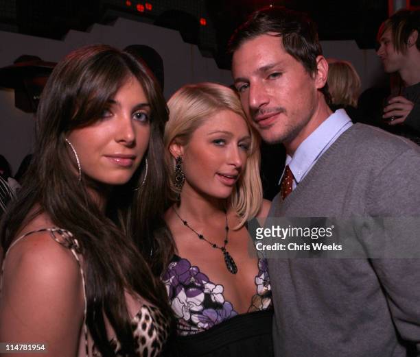 Brittny Gastineau, from left, Paris Hilton and actor Simon Rex attend the Fuse TV Grammy Pre-Party at Goa on February 7, 2008 in Hollywood,...