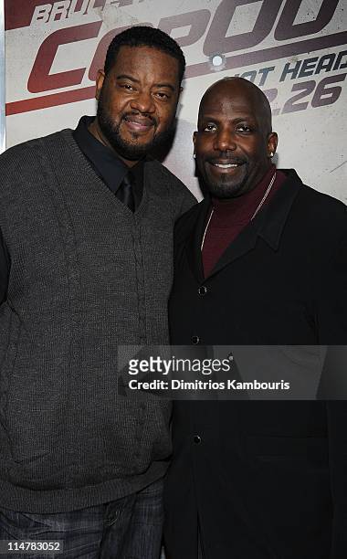 Actors Grizz Chapman and Kevin Brown attend the premiere of "Cop Out" at AMC Loews Lincoln Square 13 on February 22, 2010 in New York City.