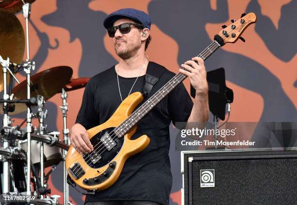 Stefan Lessard of Dave Matthews Band performs during the 2019 New Orleans Jazz & Heritage Festival 50th Anniversary at Fair Grounds Race Course on...
