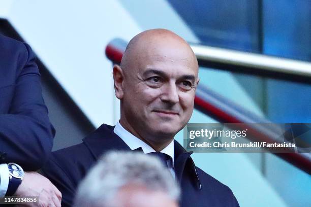 Chairman of Tottenham Hotspur Daniel Levy looks on during the UEFA Champions League Semi Final second leg match between Ajax and Tottenham Hotspur at...