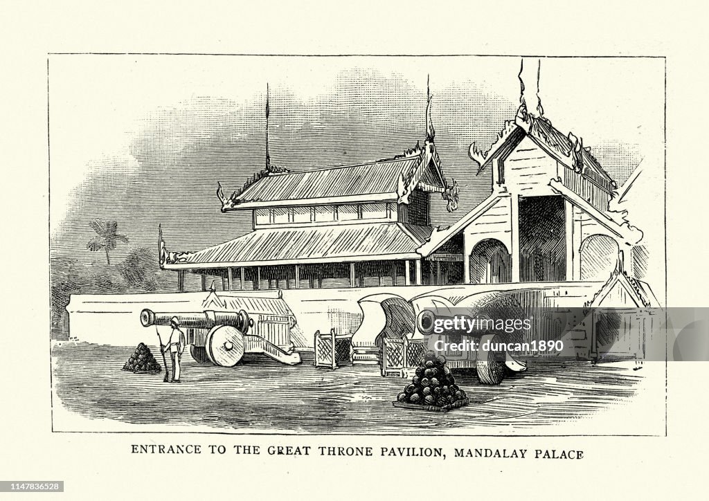 Entrada ao pavilhão do grande trono, Palácio de Mandaay, Burma
