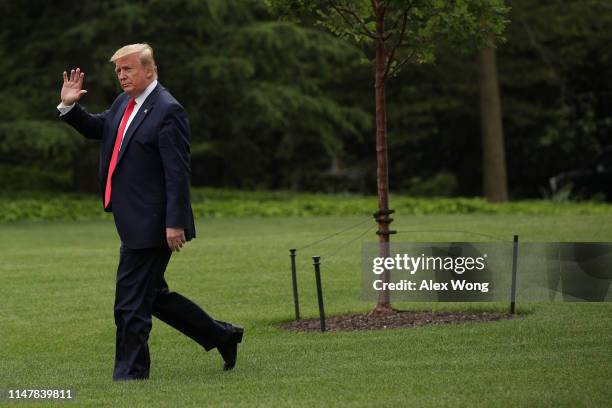 President Donald Trump walks on the South Lawn of the White House prior to his departure May 8, 2019 in Washington, DC. President Trump is traveling...