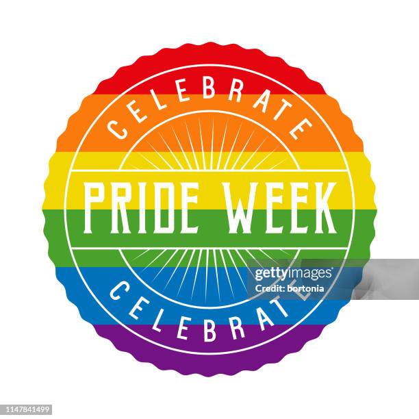 pride week rainbow button - progress pride stock illustrations